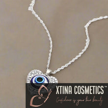 Load image into Gallery viewer, Bling Heart Evil Eye Necklace Xtina Cosmetics
