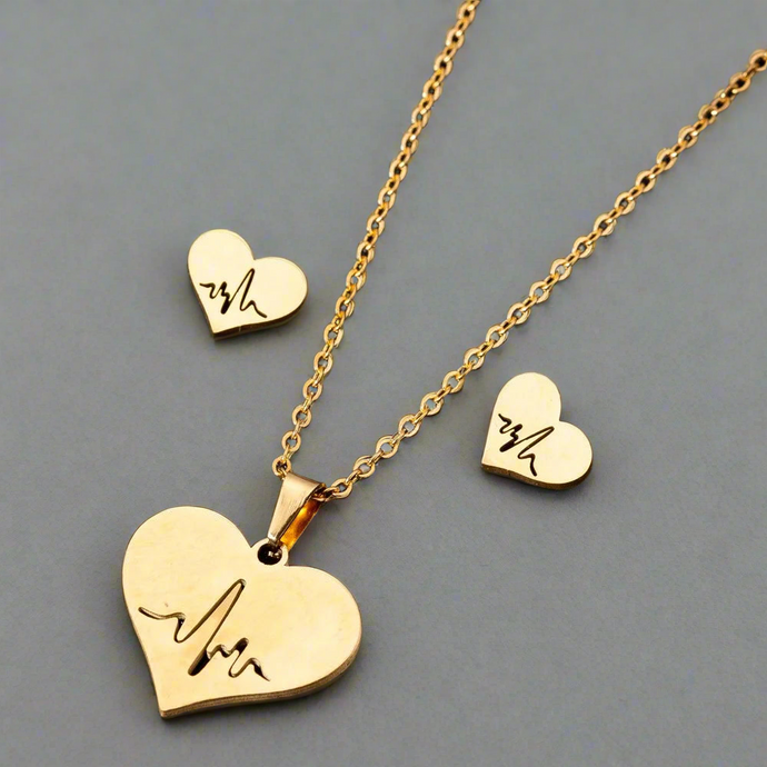 Love Map Heart Necklace Earring set