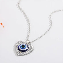 Load image into Gallery viewer, Bling Heart Evil Eye Necklace Xtina Cosmetics
