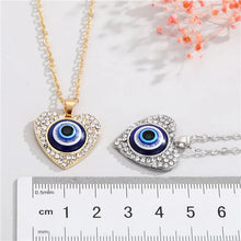 Load image into Gallery viewer, Bling Heart Evil Eye Necklace
