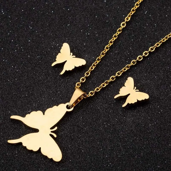 Butterly Necklace Earring Set