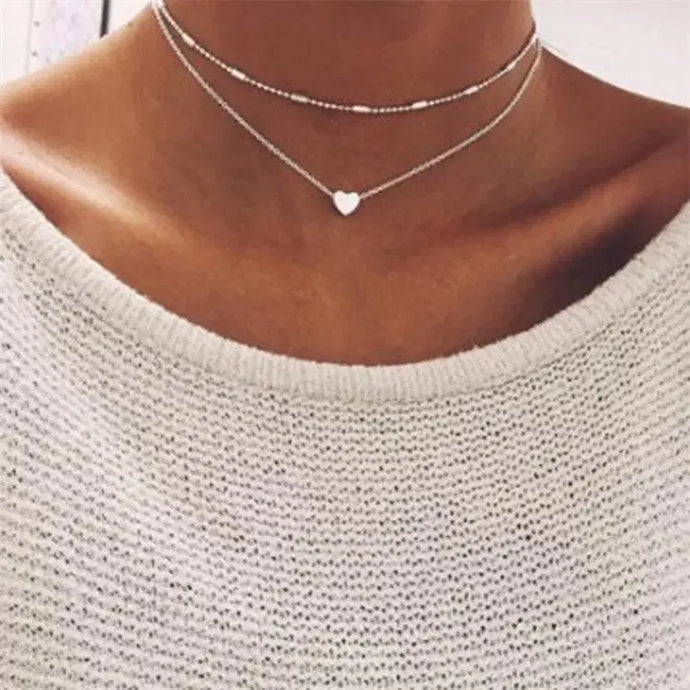 Heart Clavicle Multi Layer Chain Xtina Cosmetics